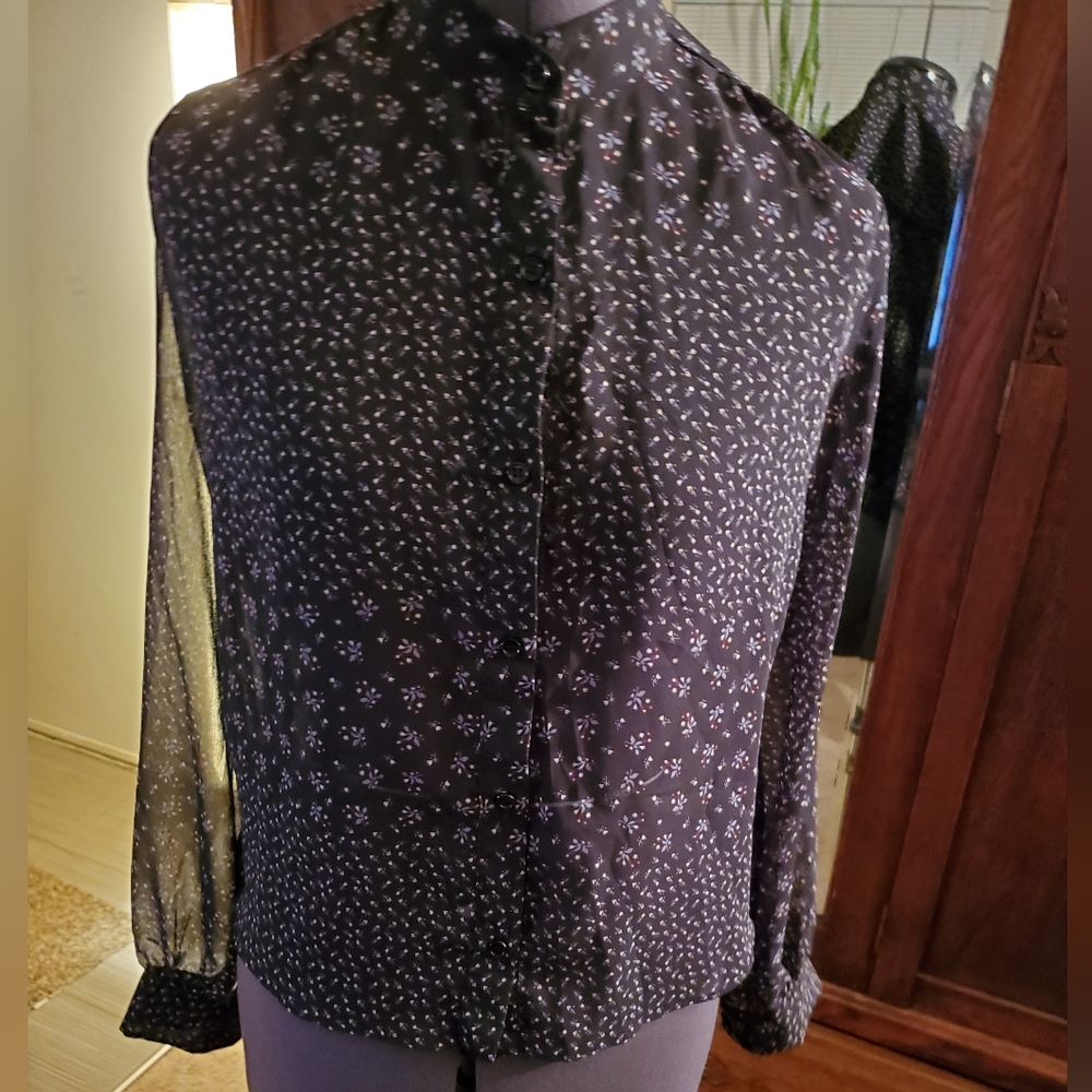 Forever 21 Sheer Long Sleeve Floral Top